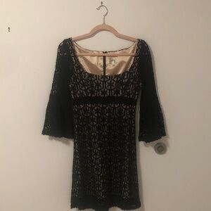 Vintage Milly of New York Black and Tan Lace Dress